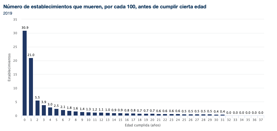 Tasa de supervivencia de negocios en México.