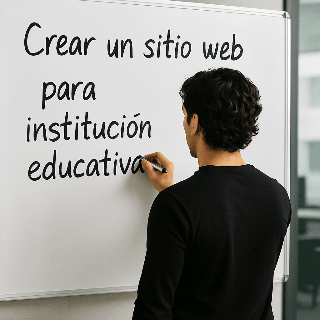 Marco trabajando en un pizarron para un sitio web escolar abierto